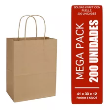 Mega Pack 200 Bolsas De Papel Con Manillas. 41 X 30 X 12 Cm