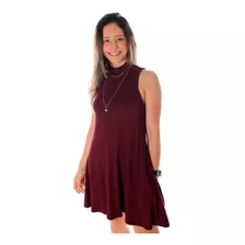 Vestido Feminino Gola Inverno Soltinho Com Bolsos