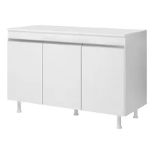 Balcão Buffet Cozinha Lux 120cm 100%mdf Com Tampo Branco