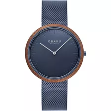 Reloj Obaku V245gxllml Trae Milanese Mesh-azul Color De La Correa Azul Color Del Bisel Café Color Del Fondo Azul