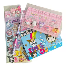 Kit Kitty Escolar Pluma, Post It, Stickers, Broches P/doctos