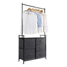 Rack Perchero Para Ropa Closet Comoda 5 Cajones De Tela