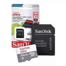 Cartão Micro Sd Sandisk Ultra 64gb Classe 10 80mbs 