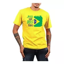 Camisa Camiseta Adulto E Infantil Frase Brasil Acima De Tudo