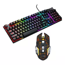 Kit Set Gamer Teclado Led + Mouse Inalambrico Usb Recargable