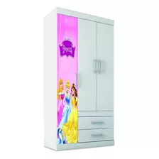 Guarda Roupa Star Com 3 Portas Branco Princesas