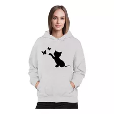 Poleron Estampado Gatito Gato Jugueton Cat Moda Mujer 