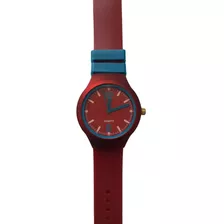 Relogio Pulso Liso Silicone Quartz Semi Numerico Vermelho