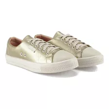 Tenis Feminino Casual Dourado Lançamento Elegante Confort