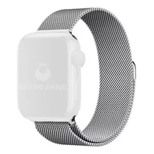 Pulseira Aço Magnetico Milanese Prata Compatível Com Apple Watch 38/40/41mm