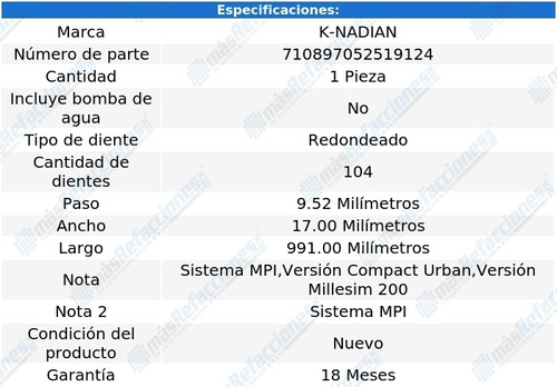 Banda Distribucion K-nadian 207 Compact L4 1.4l 10 Al 11 Foto 3