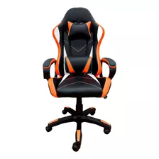 Cadeira Gamer Confortável Reclinavel Ajustável Cor Laranja Material Do Estofamento Couro Sintético