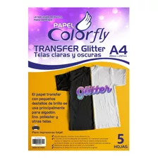 Papel Transfer Glitter Tela Clara/oscura A4 5hojas Disershop