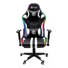 Sillas Gamer Gaming Con Luz Led Reclinable Rgb Multicolor Color Blanco