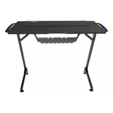 Mesa Gamer Escrivaninha Led Rgb Até 120kg Em Carbono Preto