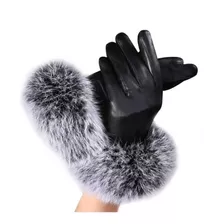 Guantes Cuero Sintetíco Peludos Int. Piel Conejo Hollywood