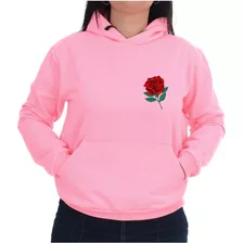 Blusa Moletom Feminina Canguru Flor Rosa Espinho Sad Tumblr