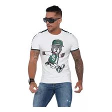 Camiseta Masculina Pit Bull Branca Caricatura - 80521