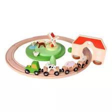 Tren De Madera Con Vias Para Armar Como Thomas Classic World Color Multicolor Personaje Granja