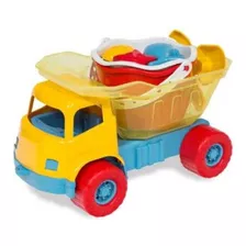 Caminhão Dino Praia Com Balde Acessórios Brinquedo Infantil