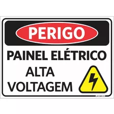 Placa Perigo Painel Elétrico Alta Voltagem 25x35cm