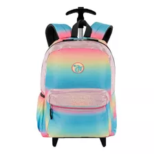 Mochila Feminina Bolsa Escolar Tie Dye Rodinha Reforçada Cor Colorido Desenho Do Tecido Degradé