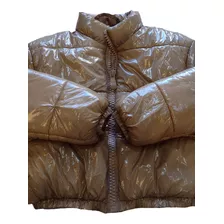 Campera Puffer Beige Brillosa Oportunidad 