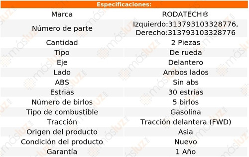 (2) Mazas Rueda Del S/abs Pontiac G6 3.6l V6 Fwd 07 Rodatech Foto 2