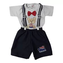 Roupa Ursinho Marinheiro Conjunto Infantil Bebê Menino Azul