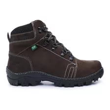 Coturno Masculino Bota Couro Nobuck Sola Borracha Cano Curto