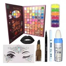 Kit Set Maquillaje Para Halloween Glitter Paleta 70 Sombras