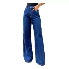 Calça Jeans Pantalona Flare Wide Lad Moda Feminina
