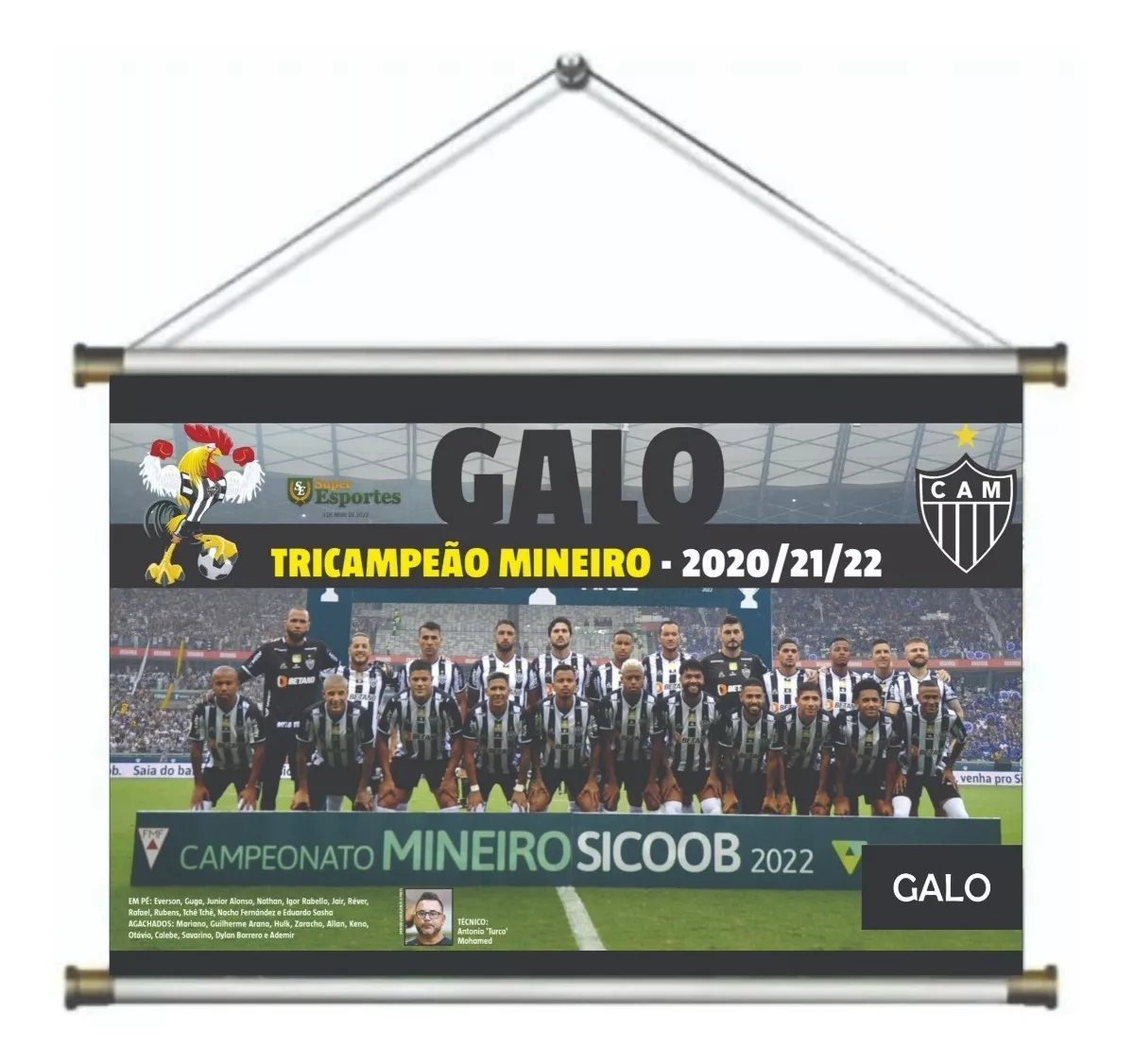 Banner Pôster Atlético Mineiro Campeão Mineiro 2022 60x40cm