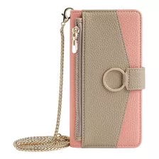 Funda Piel Para iPhone Carcasa Bolsa Con Correa Metal