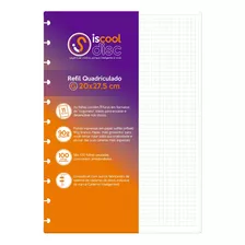 Refil Caderno De Disco Iscool Quadriculado 100 F 90g Grande Cor Branco