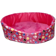 Caminha Pet Europa Nylon Acolchoada Nº 5 Ld Pet Cor Rosa Com Patas Coloridas