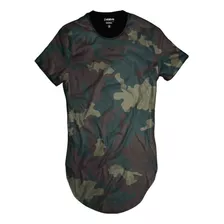 Camisa Camiseta Longline Exército Verde Camuflada