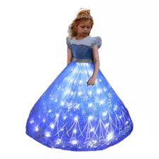 Elsa Frozen Vestido Princesa Infantil Com Led 