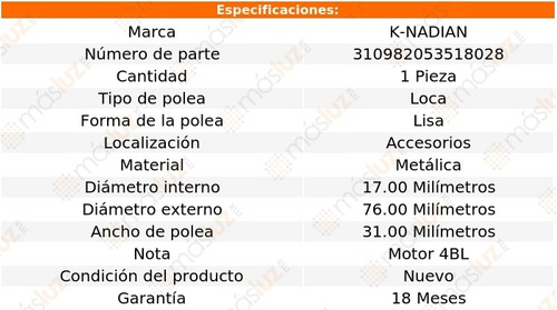 Polea Lisa Metalica Oldsmobile Toronado V8 7.5l 76 K-nadian Foto 3