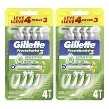 Gillette Prestobarba3 Sensitive - 2 Pacotes Com 4 Cada