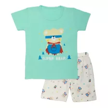 Pijama Infantil Super Bear Niño Pimenton Corto Verano