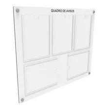 Quadro De Aviso Gestão C/ 5 Displays Acrílico P/ A4 - Branco