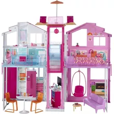 Super Casa Barbie Muñeca Lujosa Rosada 2 Pisos 5 Espacios