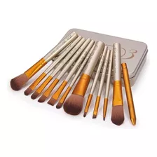 Set 12 Brochas Maquillaje Con Cajita Estuche Metálica