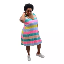 Vestido Arco-íris Plus Size Viscolycra Bruna Antonella