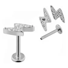 Piercing Titânio Labret Raio Cravejado De Zircônias