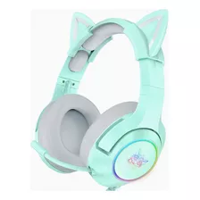 Auriculares Profesionales Para Jugadores Onikuma K9 Con Orejas Verdes, Color Claro Rgb, Color Verde