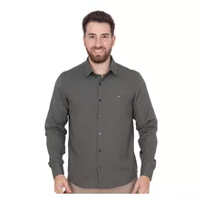 Camisa Social Masculina Fit Manga Longa Cambraia Com Bordado