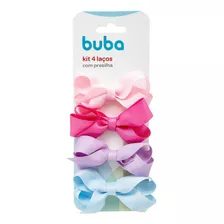 Kit Com 4 Laços Com Presilha Infantil Coloridos 15304 - Buba