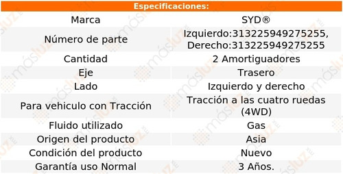 Kit 2 Amortiguadores Tra Gas Mark Lt Lincoln 4wd 06/08 Syd Foto 2